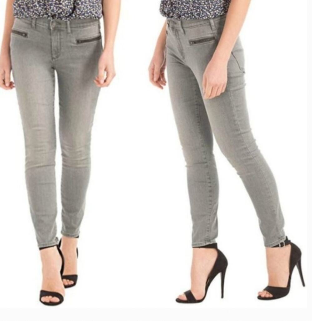 Gap Grey Jeans Zipper Pockets True Skinny Ankle 25 25R